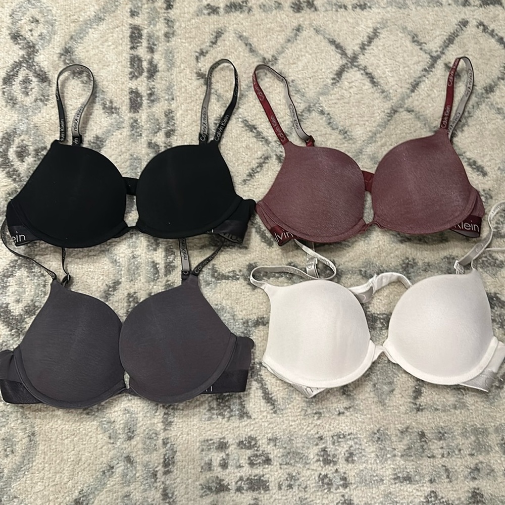 4 pack Calvin Klein 34B Bras (Black, Gray, Burgundy, White)